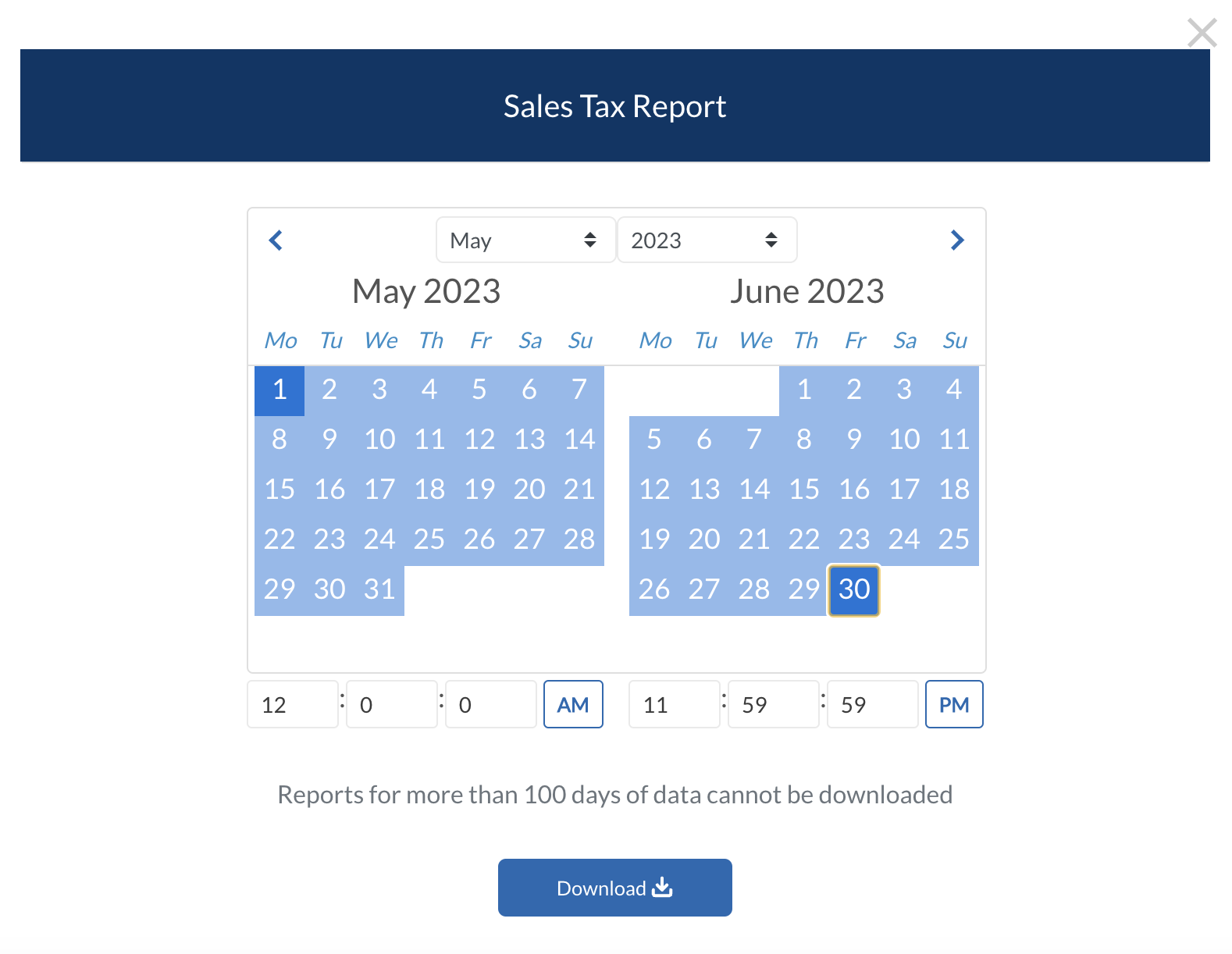 Sales Tax Report Help Center