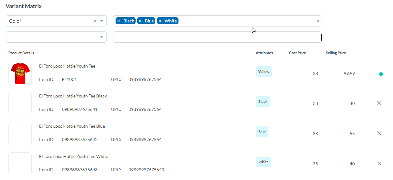 Variant Matrix – Help Center