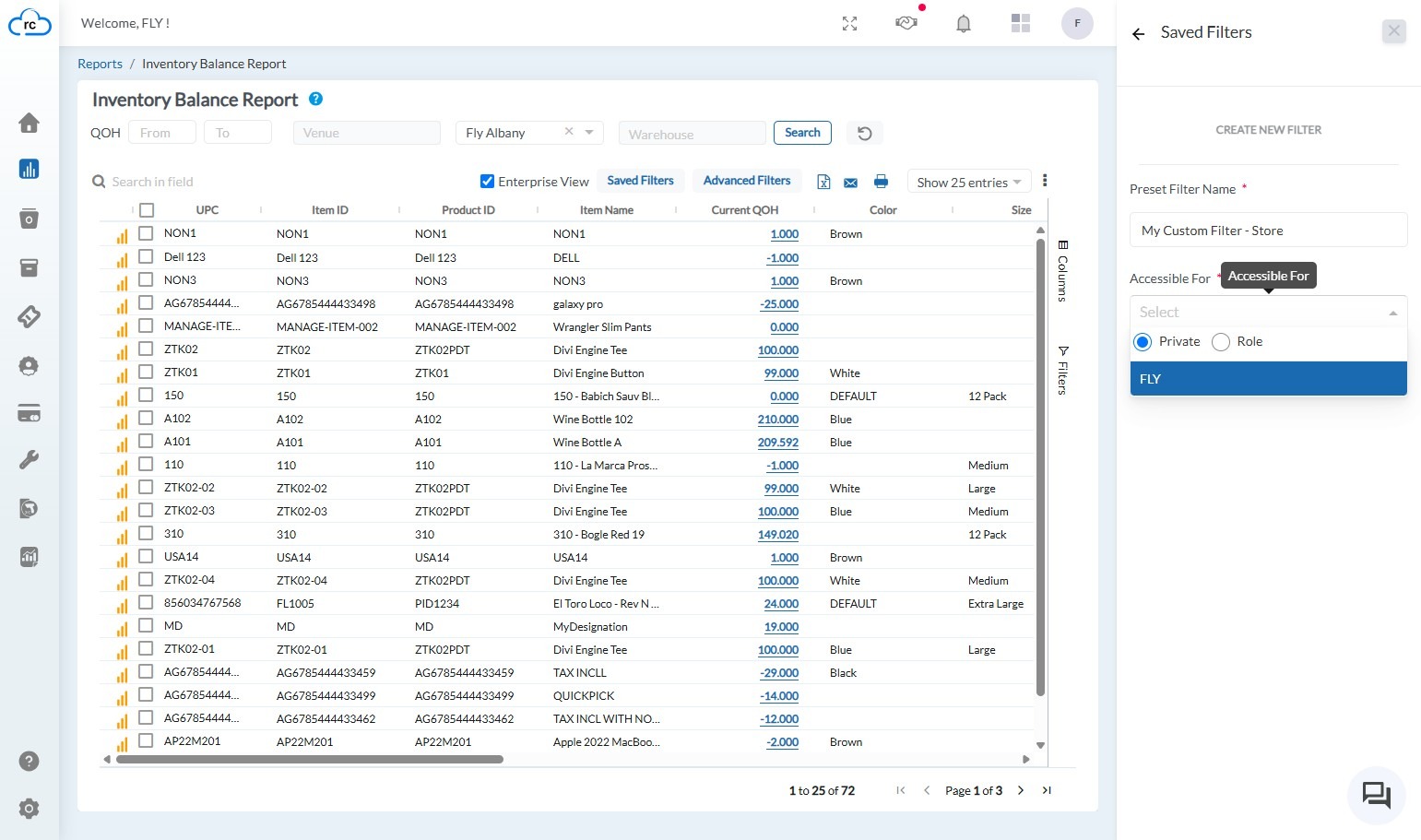 Choose whether the filter should be 'Private' only accessible to you or 'Role'-based accessible to users with specific roles.