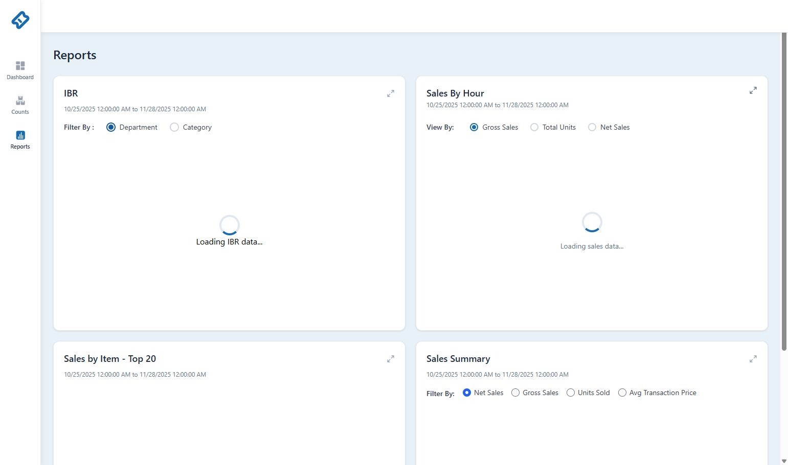 Access the Reports area to generate detailed analytical reports.