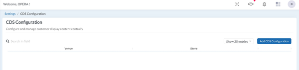 Figure 2: CDS Configuration list page — empty state before any configurations are added