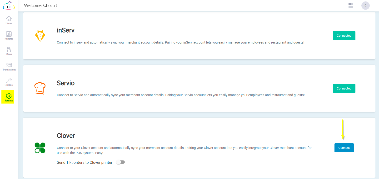 Clover Integration Help Center